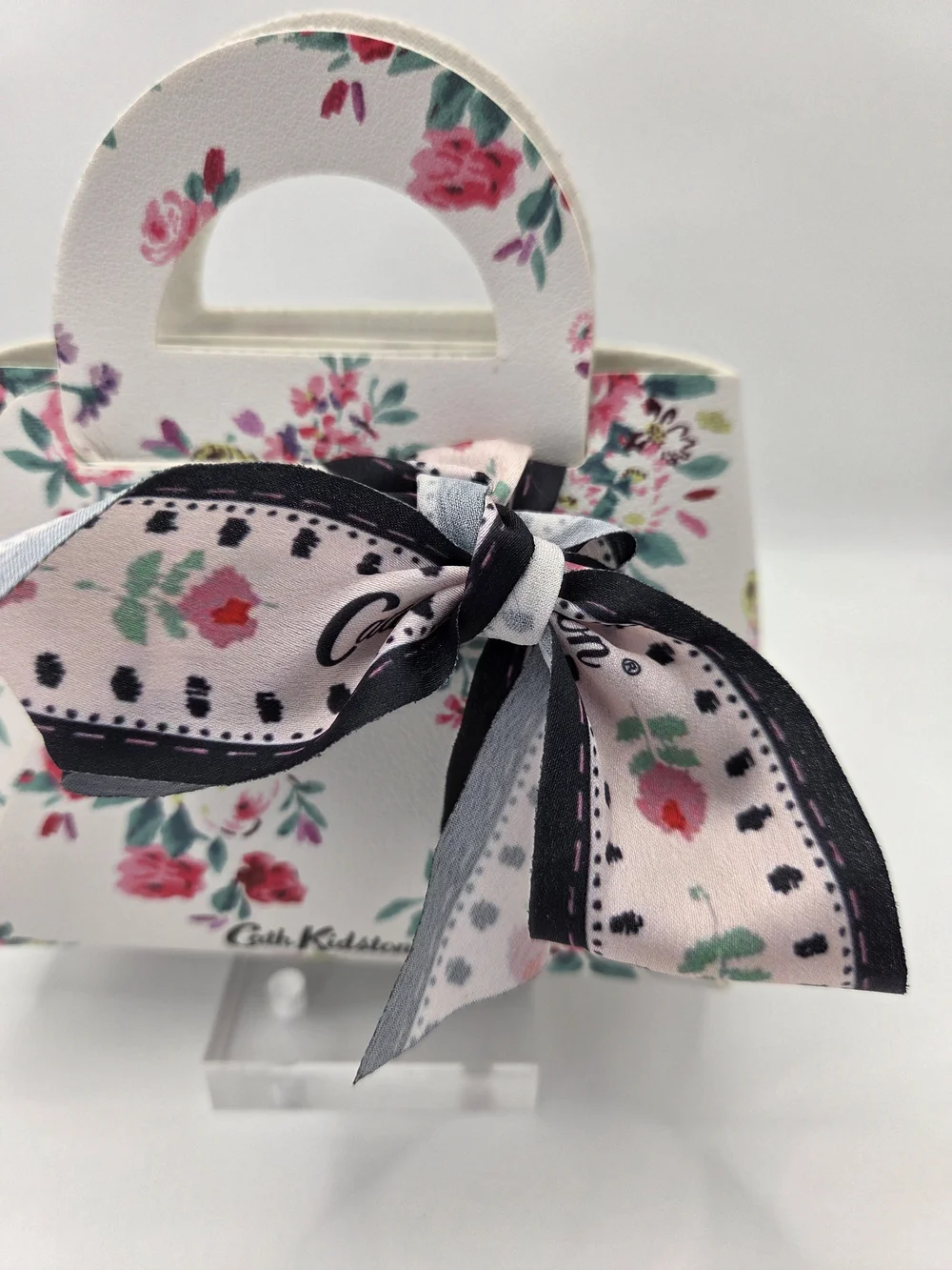 Cath Kidston White Pink Floral Mini Compact Coin Tote Bag